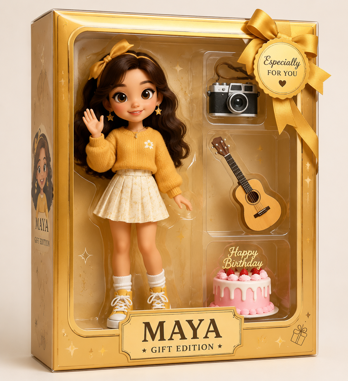 Kie.ai generated Birthday Gift Figure packaging sample
