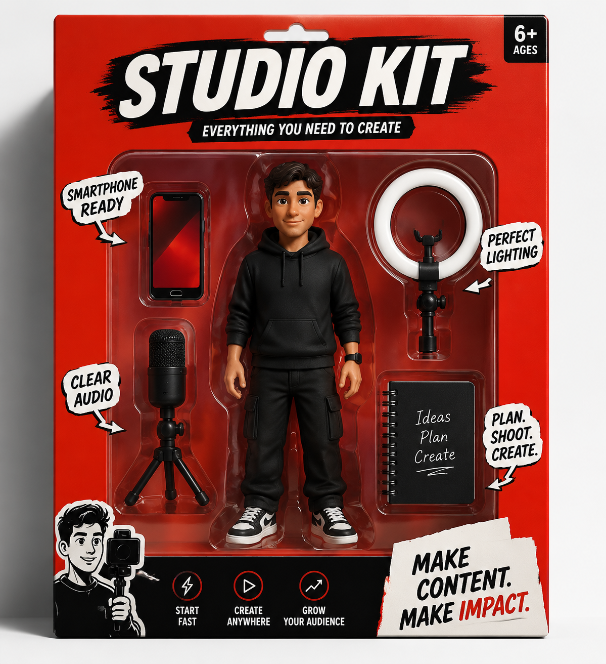 Kie.ai generated Creator Starter Pack packaging sample