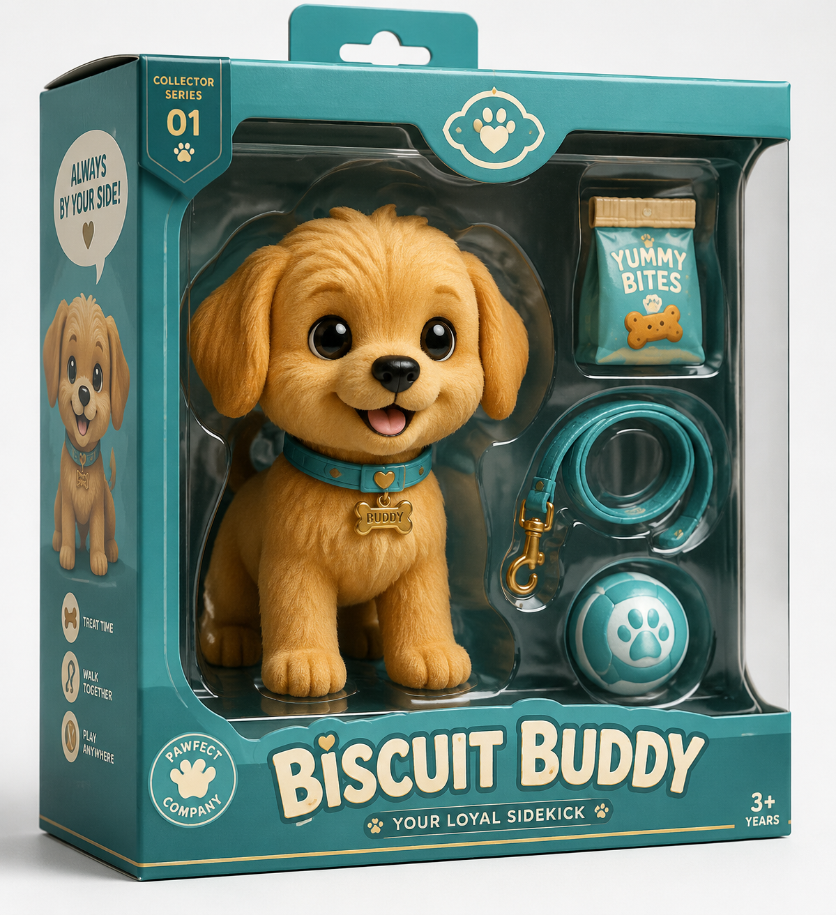 Kie.ai generated Pet Sidekick Box action figure packaging sample